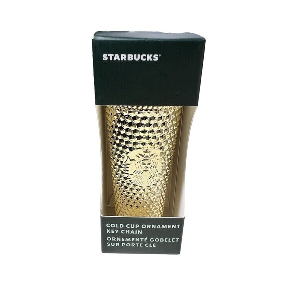 Starbucks 2022 Holiday Gold Studded Tumbler‎ Christmas Ornament Keychain - Picture 1 of 2